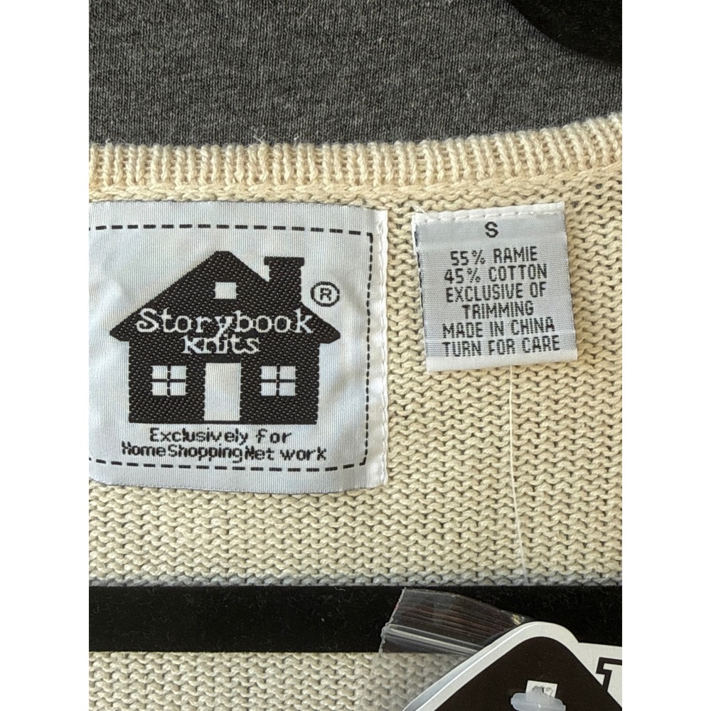 Storybook Knits Floral Sequin Beaded Zip Front Cardigan Sweater Cream Small NWT - Picture 6 of 11